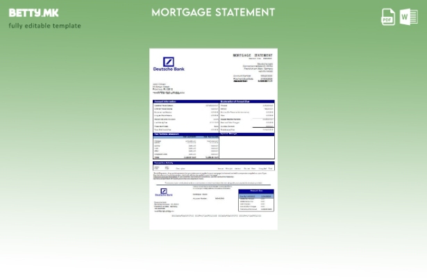 Модерен стил Шаблон за извод за хипотека на Германија Deutsche bank